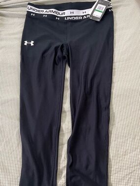 UNDER ARMOUR GIRLS FITTED PANTS BLACK SIZE YOUTH LARGE NWT